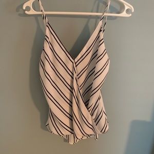 Blue stripped tank top.